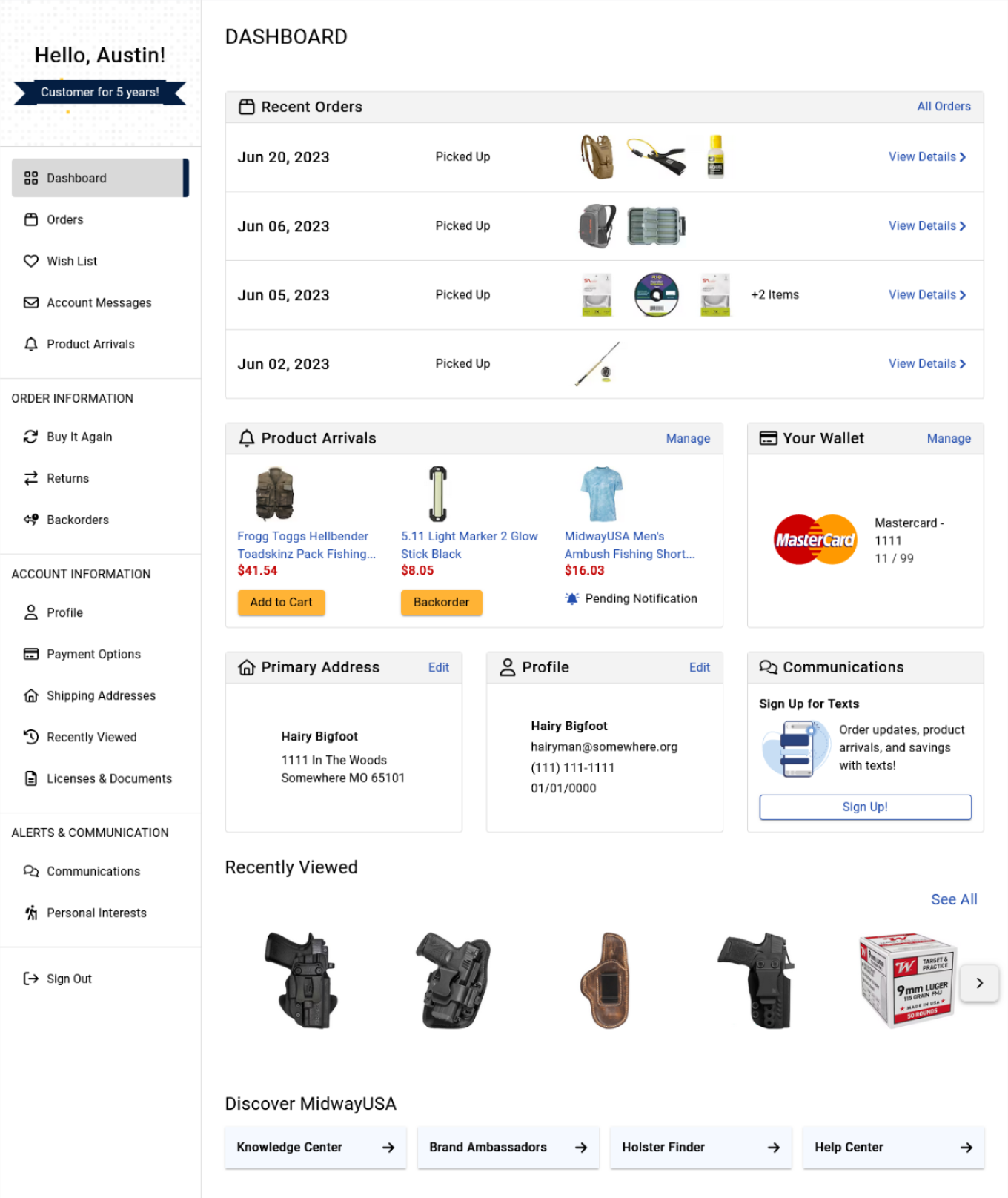 Final Account Dashboard Page Implementation